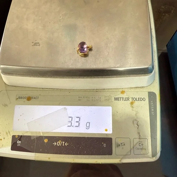 Amethyst Double Heart Pendant 14K with small diamond 💟 - Picture 6 of 8